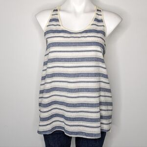 ✨3/$15 The Impeccable Pig blue cream striped tank top M